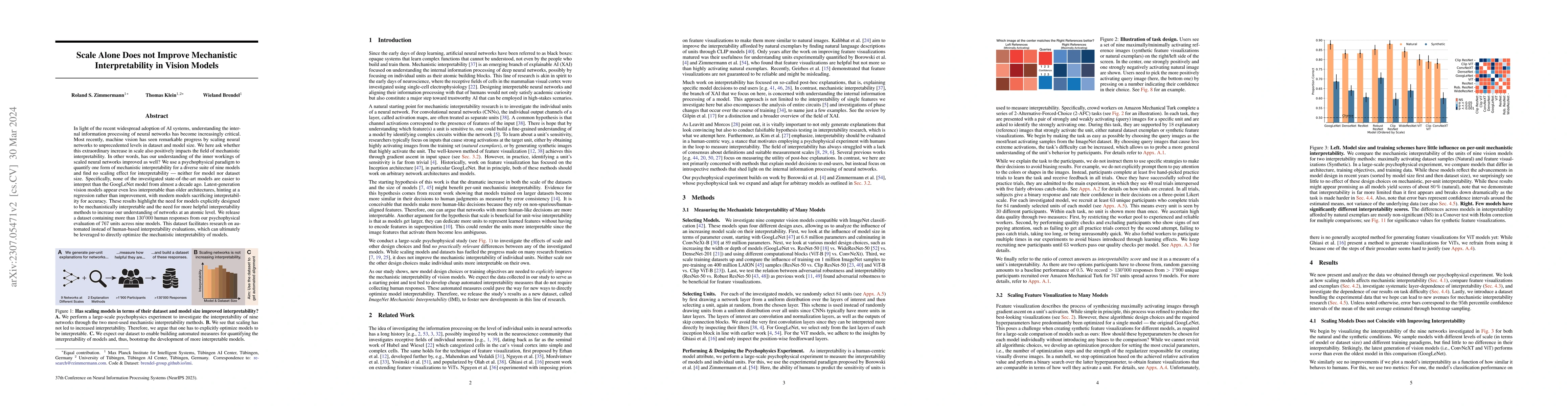 Thumbnail for Scale Alone Does not Improve Mechanistic Interpretability in Vision
  Models