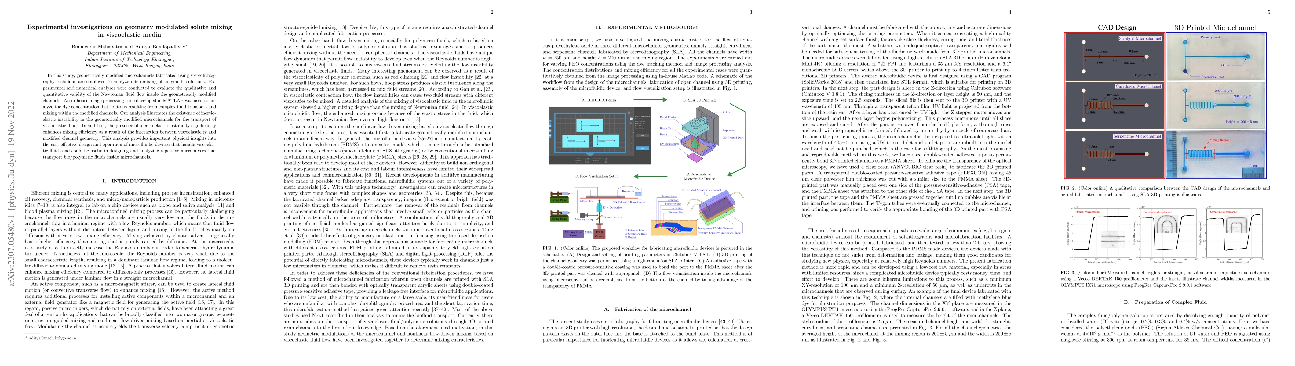 Thumbnail for Experimental investigations on geometry modulated solute mixing in
  viscoelastic media
