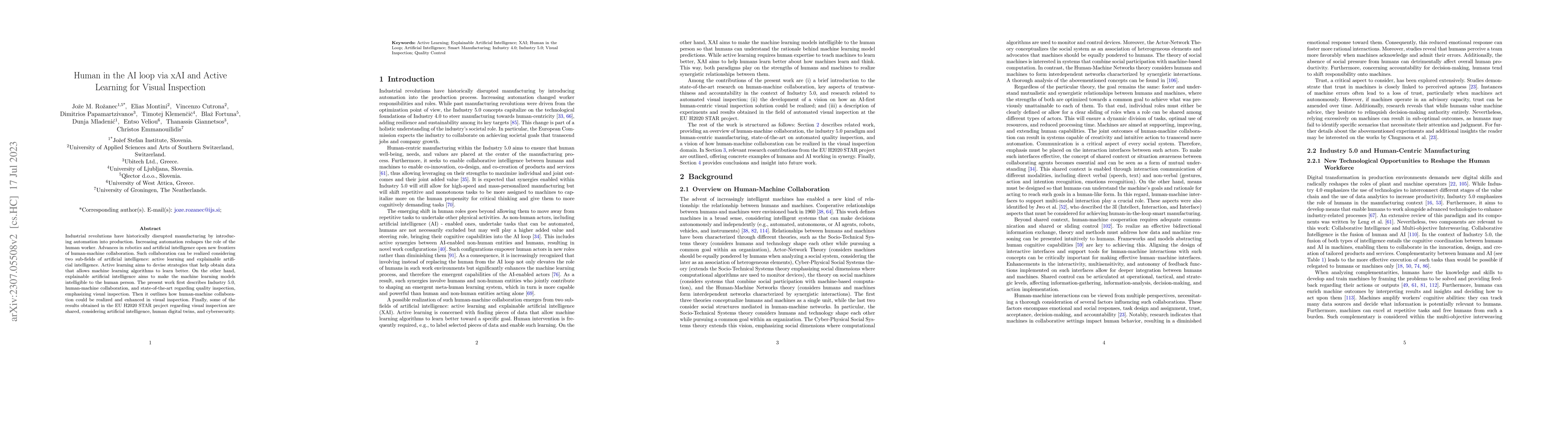 Thumbnail for Human in the AI loop via xAI and Active Learning for Visual Inspection