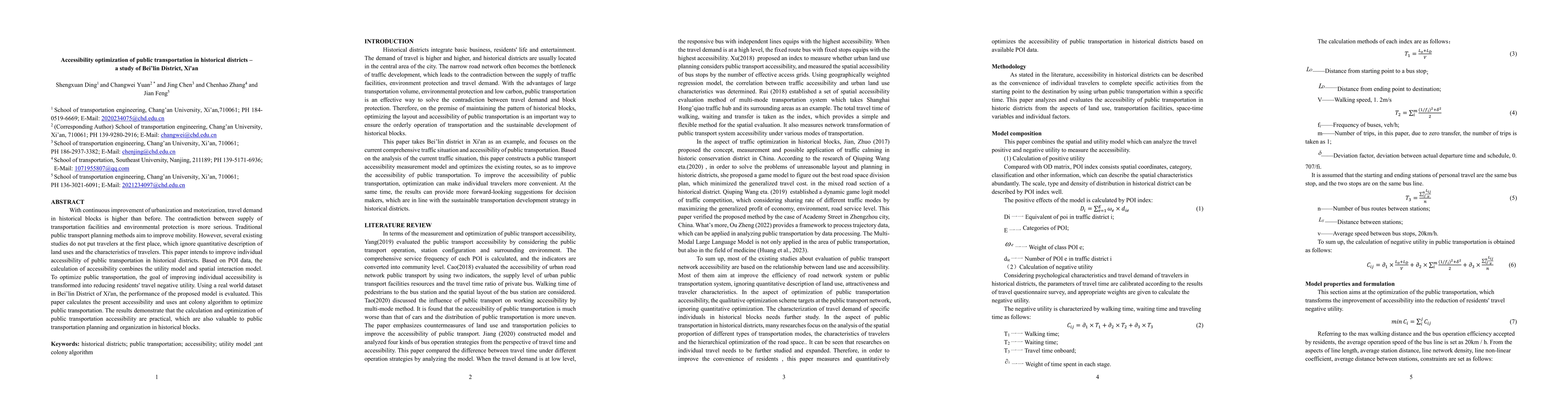 Thumbnail for Accessibility optimization of public transportation in historical
  districts:a study of Belin District, Xian
