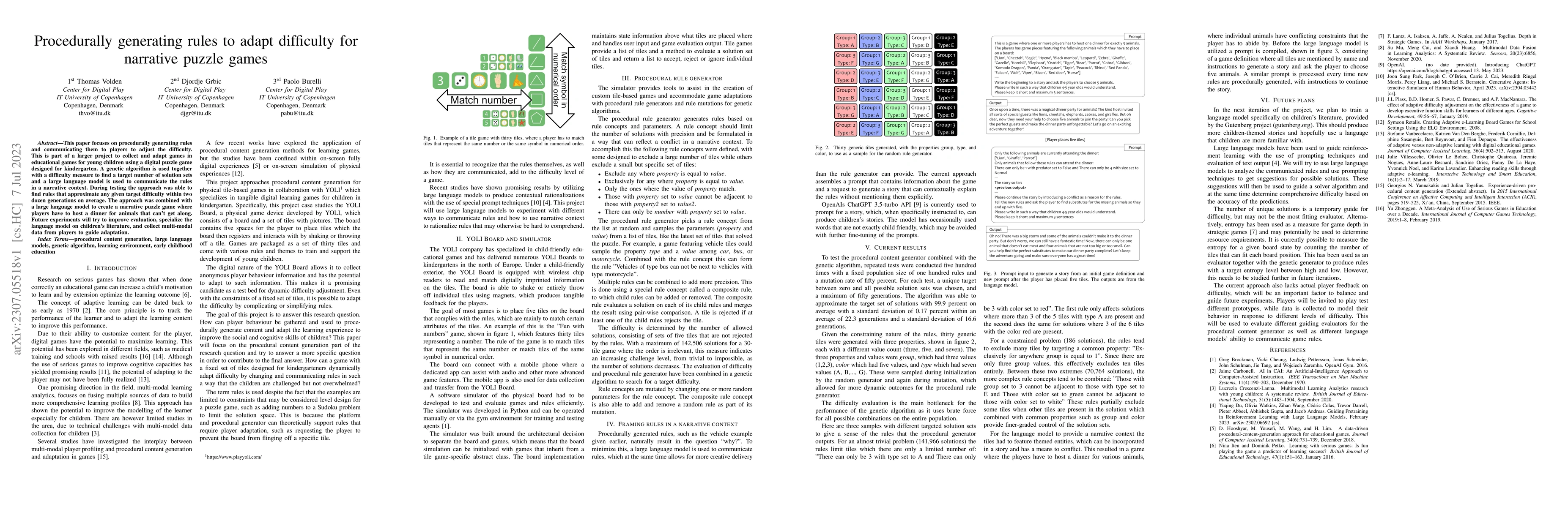 Thumbnail for Procedurally generating rules to adapt difficulty for narrative puzzle
  games