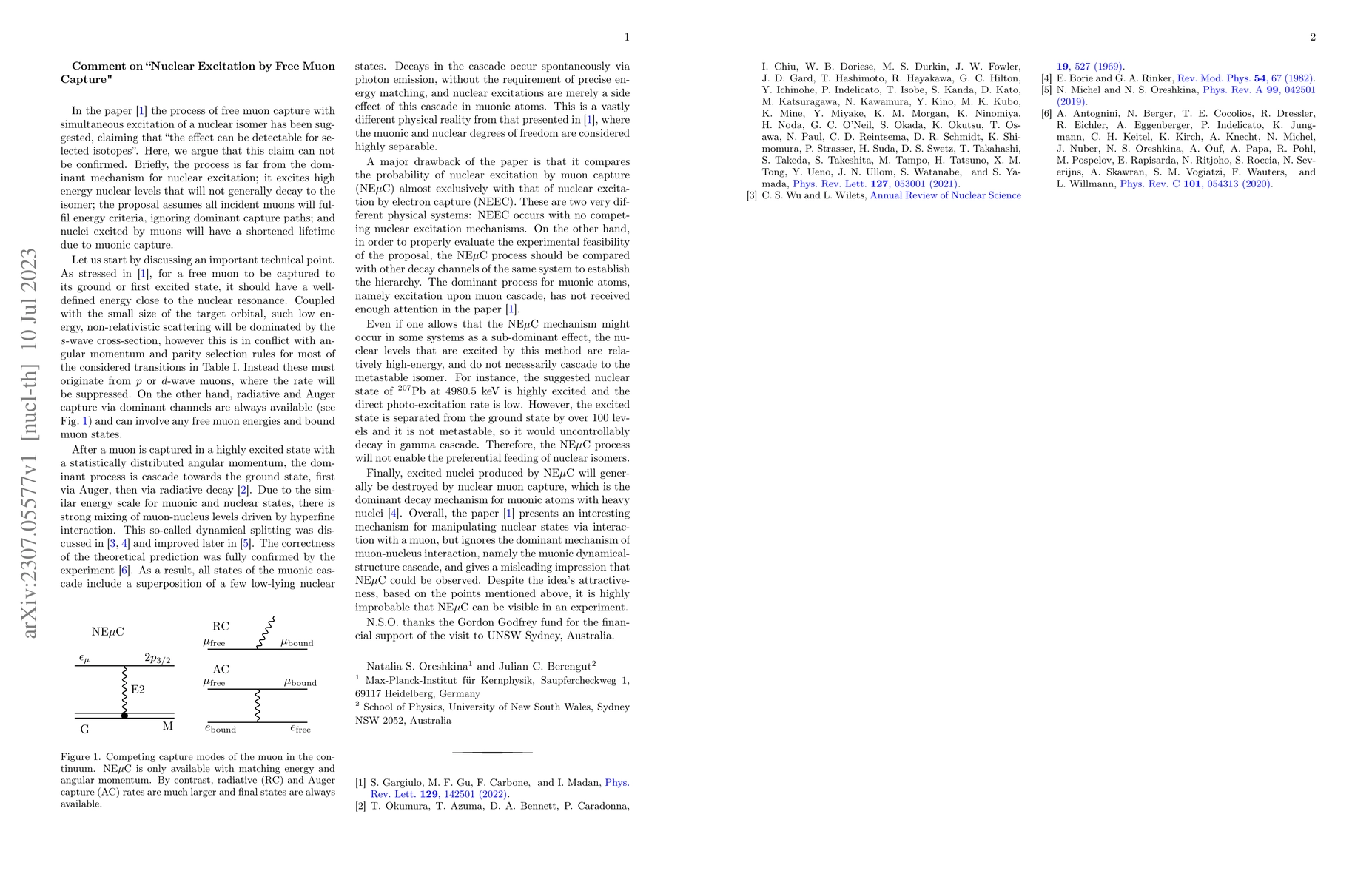 Thumbnail for Comment on "Nuclear Excitation by Free Muon Capture"