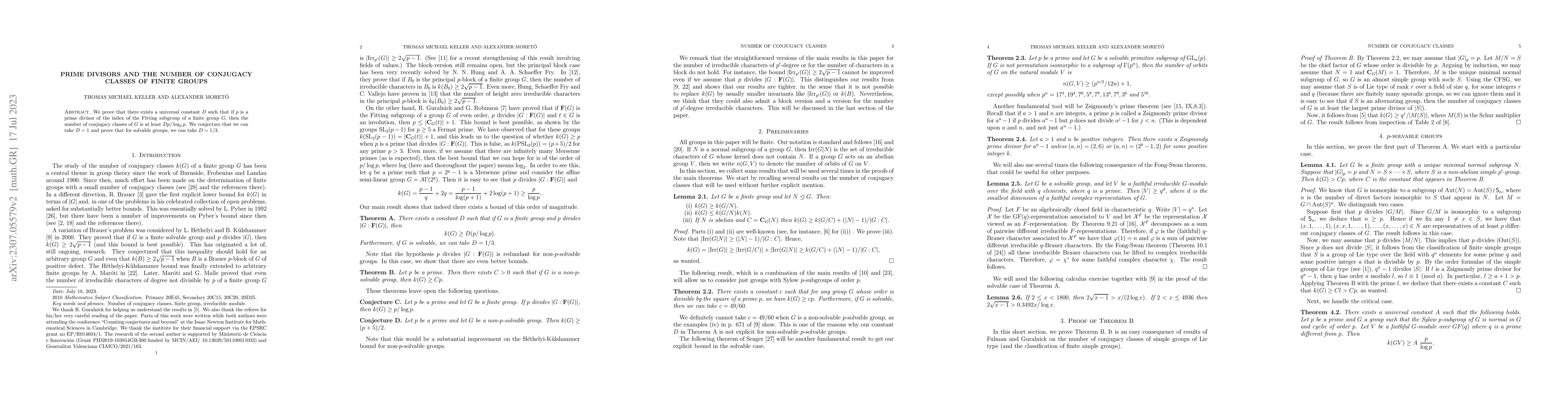 Thumbnail for Prime divisors and the number of conjugacy classes of finite groups