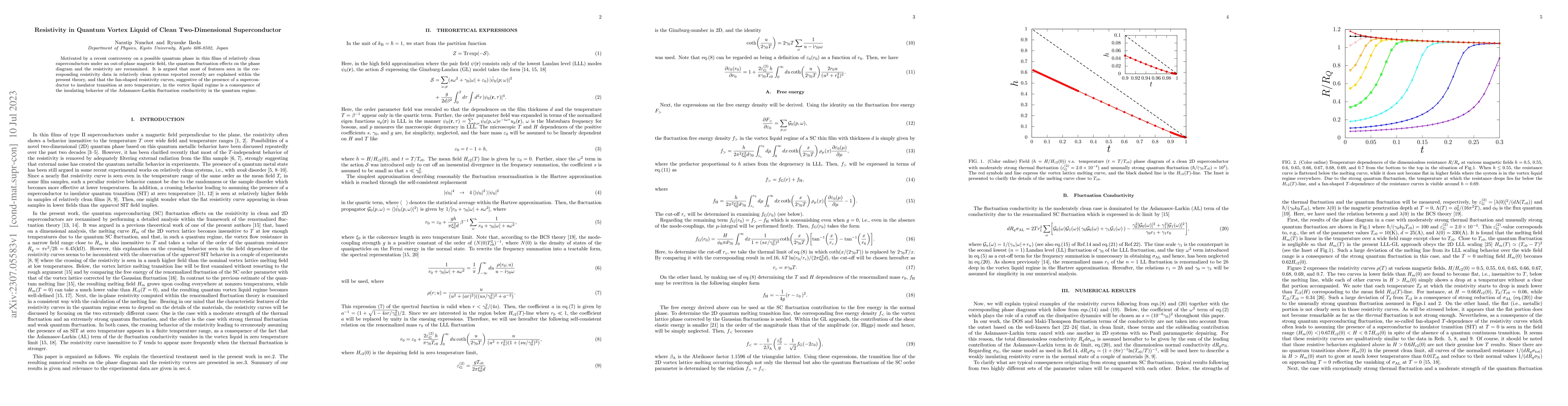 Thumbnail for Resistivity in Quantum Vortex Liquid of Clean Two-Dimensional
  Superconductor
