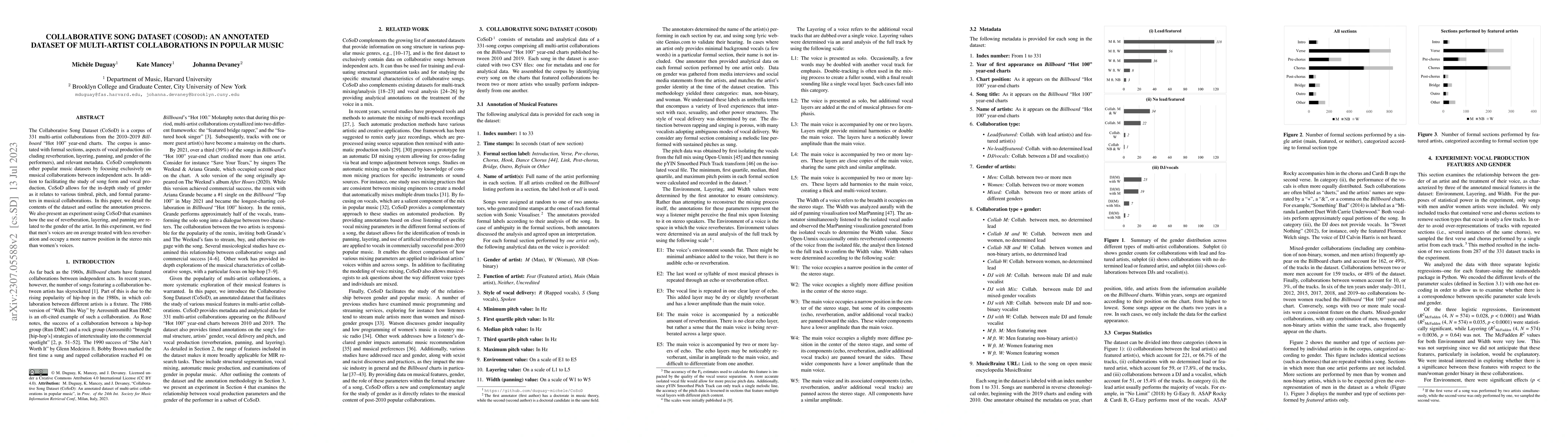 Thumbnail for Collaborative Song Dataset (CoSoD): An annotated dataset of multi-artist
  collaborations in popular music
