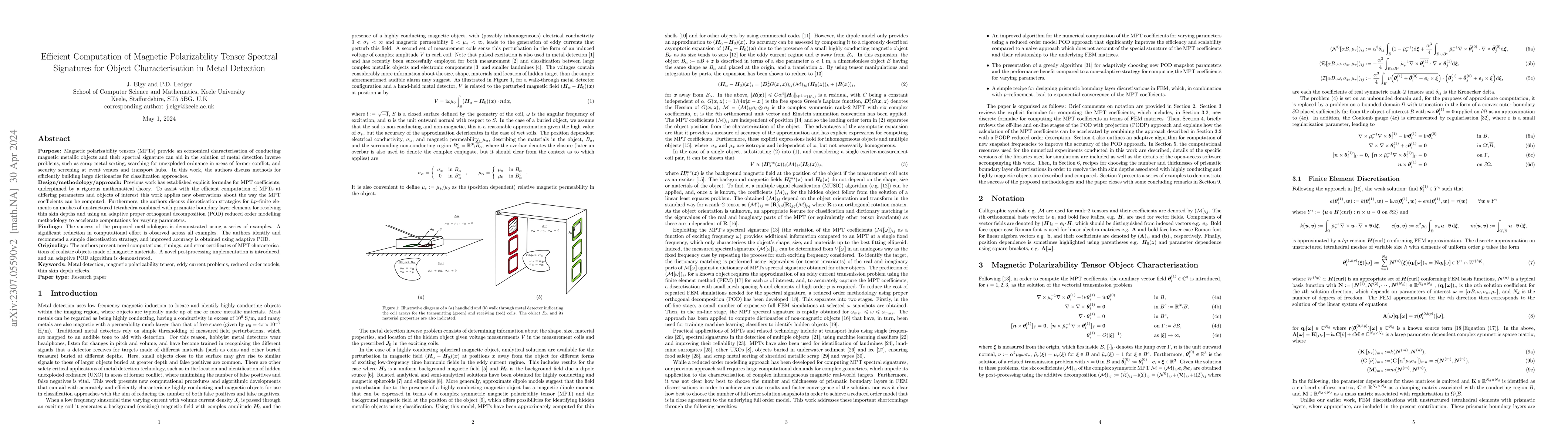 Thumbnail for Efficient Computation of Magnetic Polarizability Tensor Spectral
  Signatures for Object Characterisation in Metal Detection