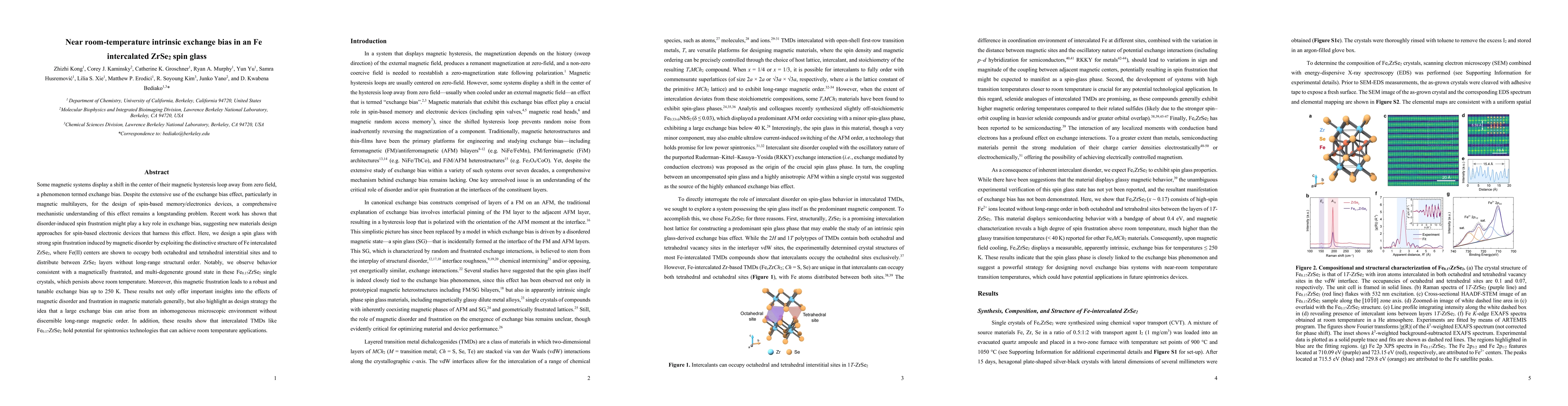 Thumbnail for Near room-temperature intrinsic exchange bias in an Fe intercalated
  ZrSe2 spin glass