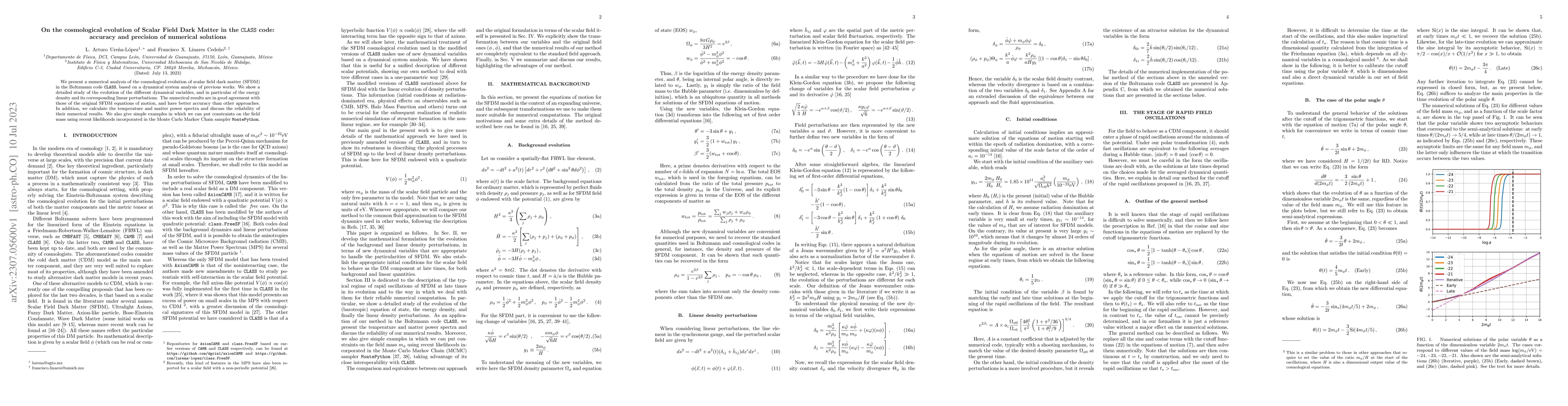 Thumbnail for On the cosmological evolution of Scalar Field Dark Matter in the
  $\texttt{CLASS}$ code: accuracy and precision of numerical solutions
