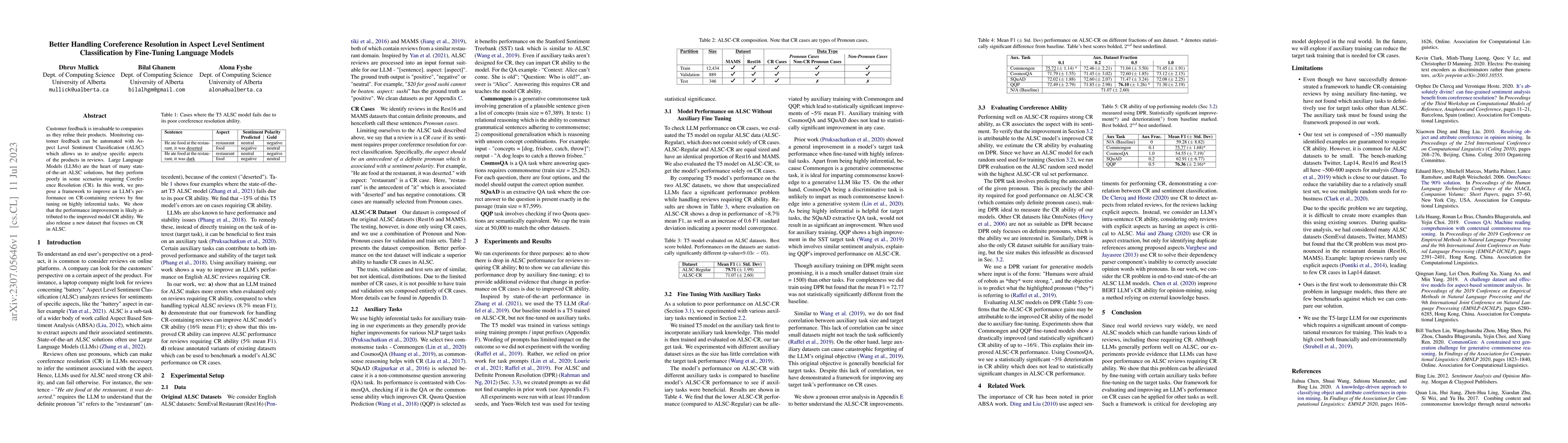 Thumbnail for Better Handling Coreference Resolution in Aspect Level Sentiment
  Classification by Fine-Tuning Language Models