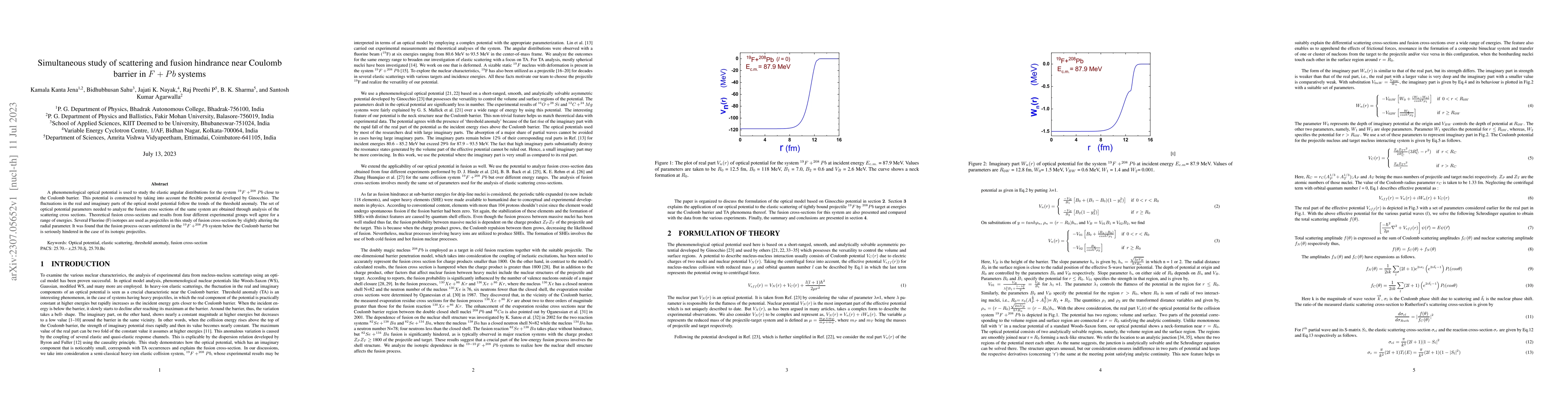 Thumbnail for Simultaneous study of scattering and fusion hindrance near Coulomb
  barrier in $F+Pb$ systems