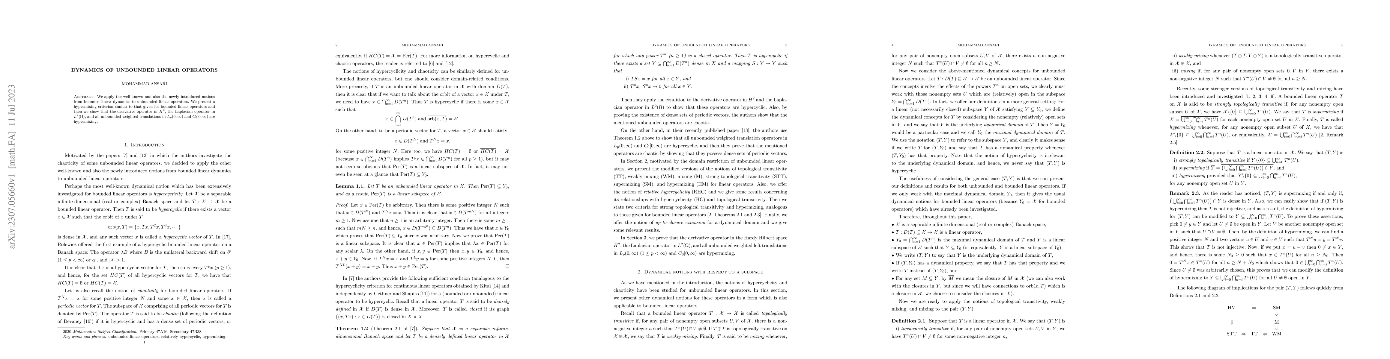 Thumbnail for Dynamics of unbounded linear operators