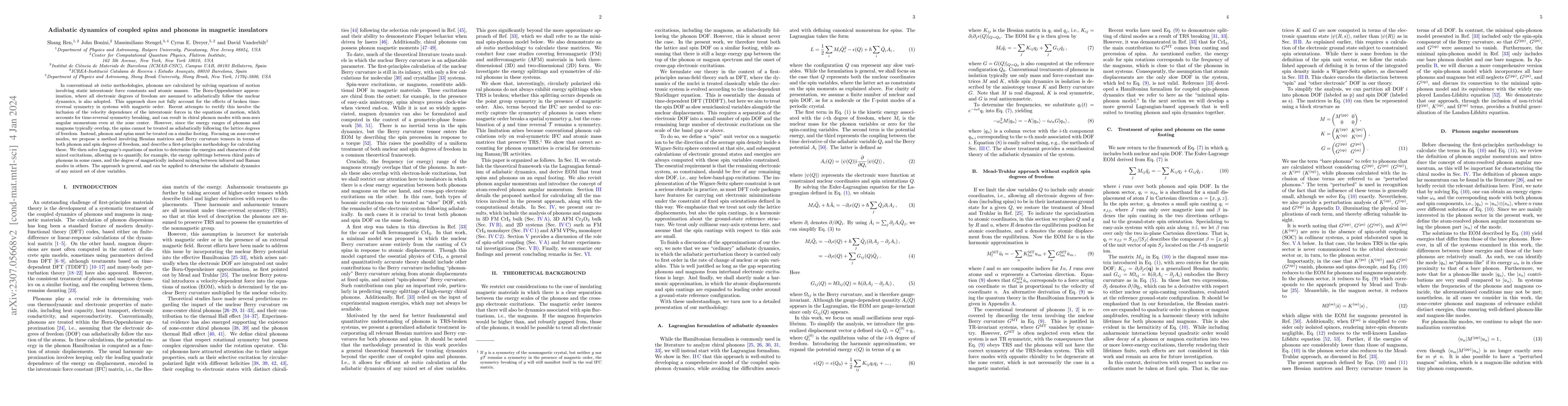 Thumbnail for Adiabatic dynamics of coupled spins and phonons in magnetic insulators