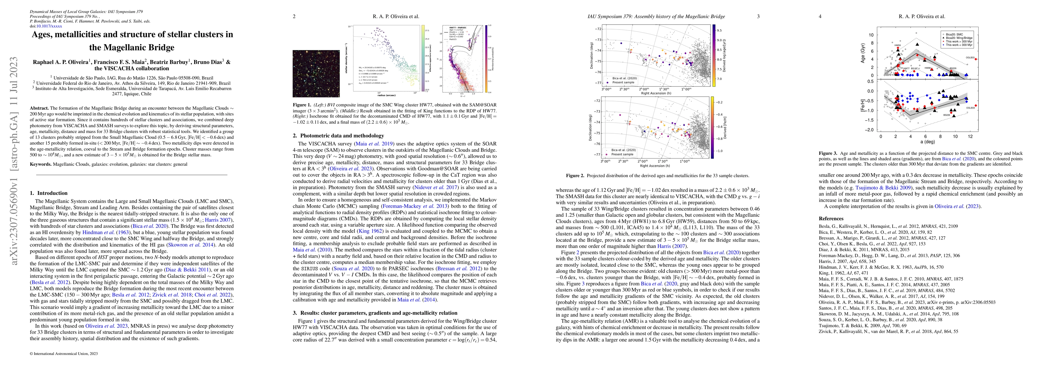 Thumbnail for Ages, metallicities and structure of stellar clusters in the Magellanic
  Bridge