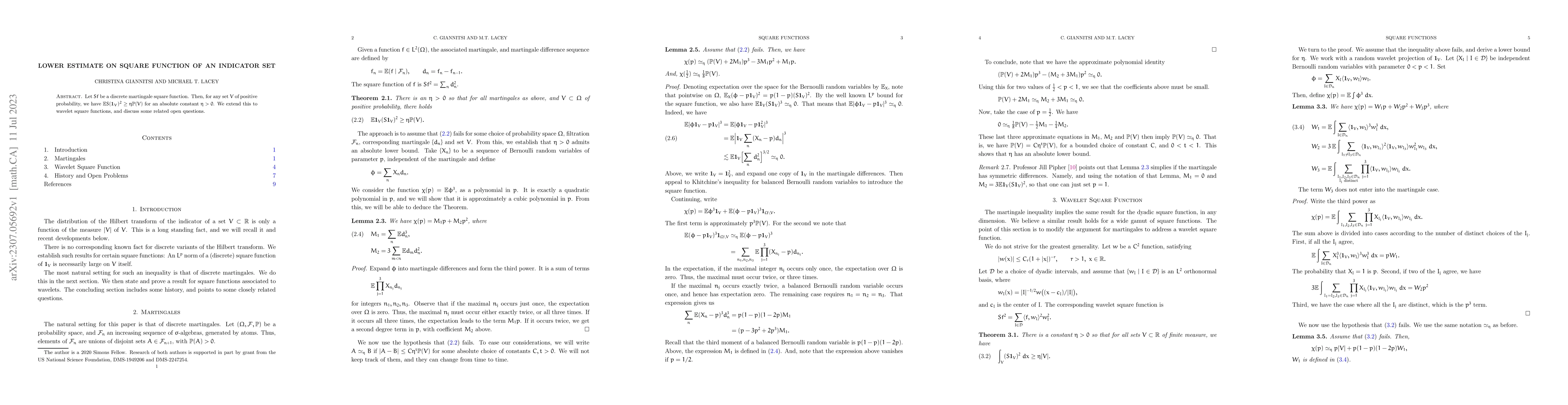 Thumbnail for Lower Estimate on Square Function of an Indicator Set
