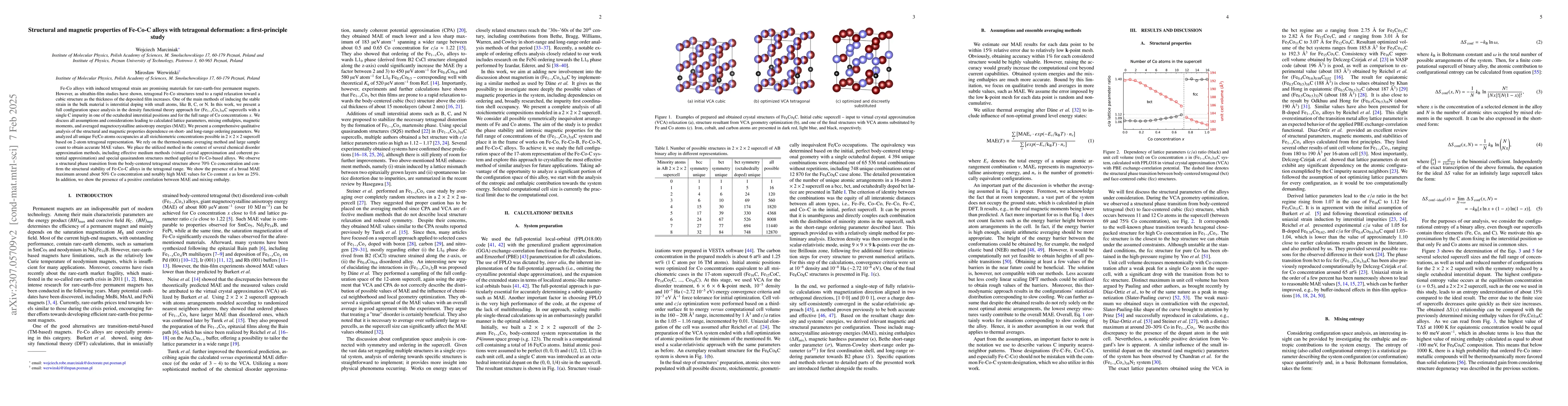 Thumbnail for Structural and magnetic properties of Fe-Co-C alloys with tetragonal
  deformation: a first-principle study