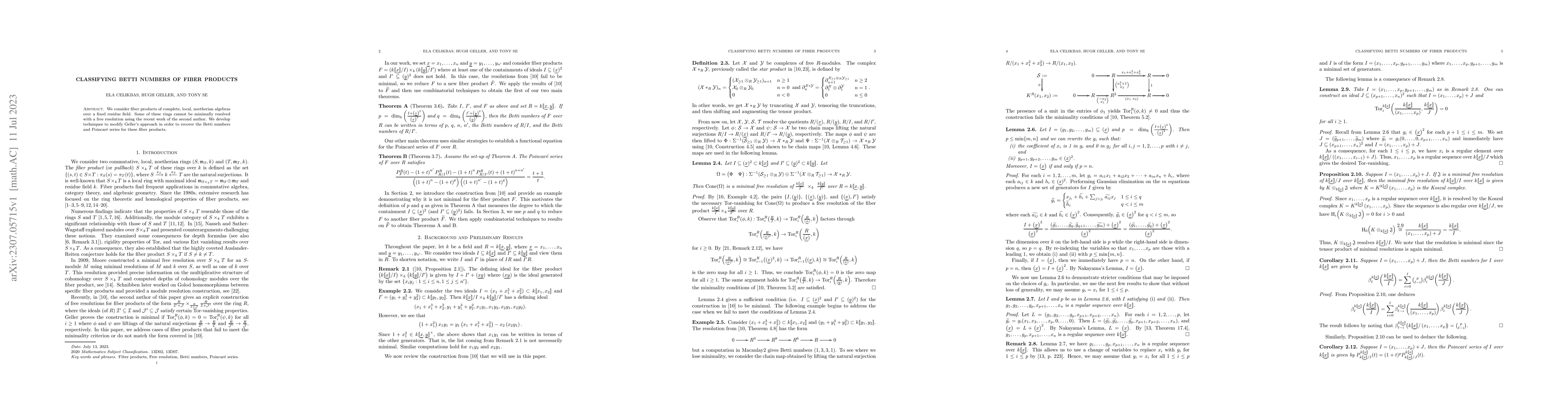 Thumbnail for Classifying Betti Numbers of Fiber Products