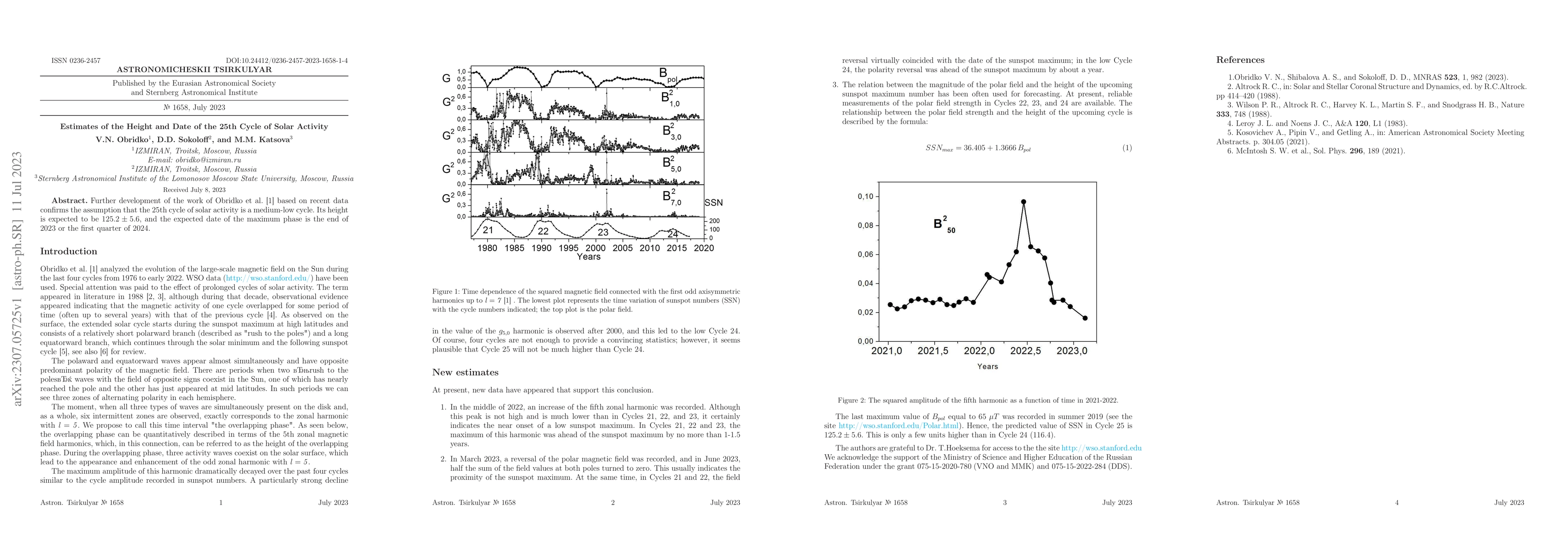 Thumbnail for Estimates of the Height and Date of the 25th Cycle of Solar Activity
