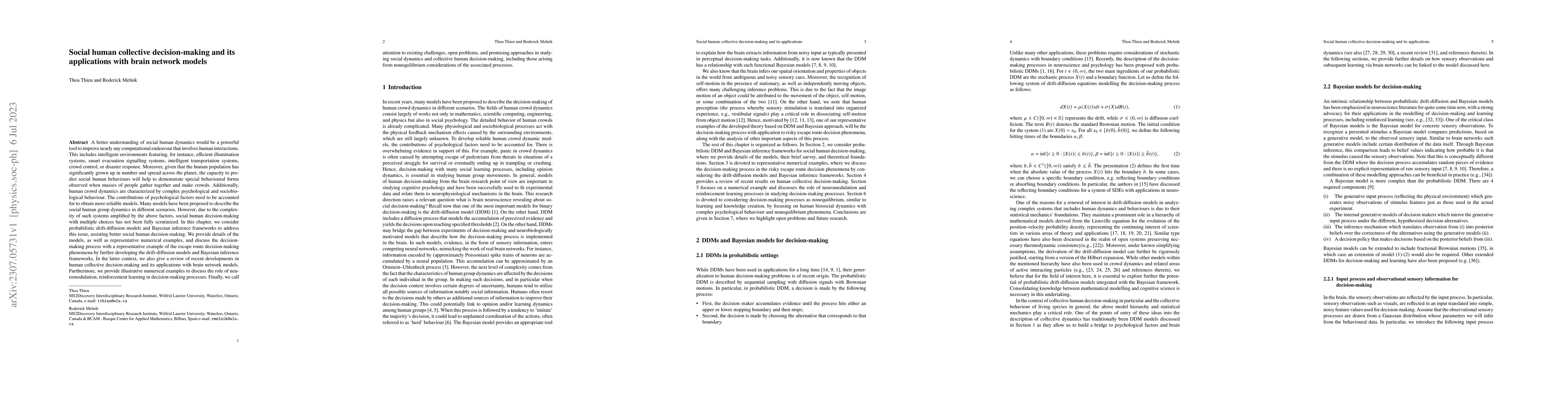 Thumbnail for Social human collective decision-making and its applications with brain
  network models
