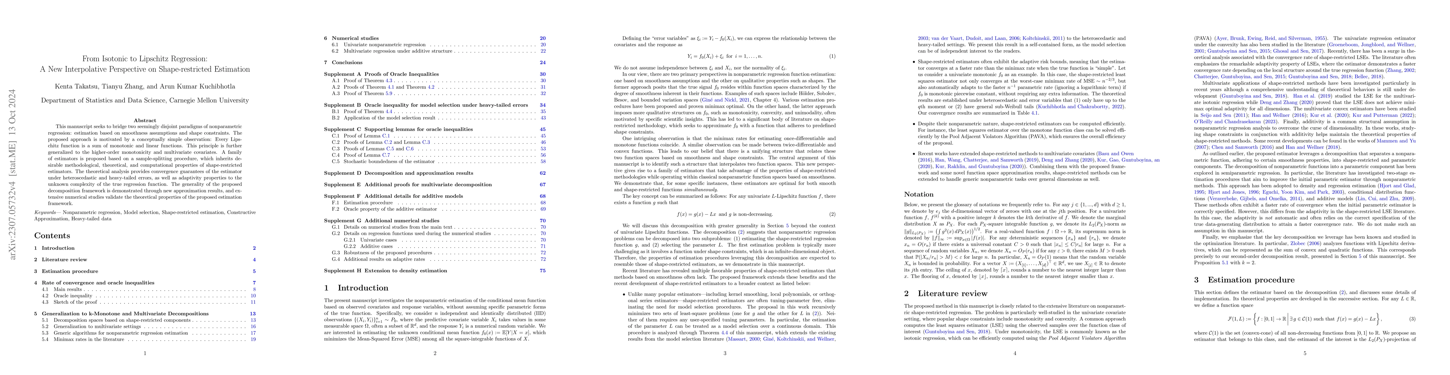 Thumbnail for From isotonic to Lipschitz regression: a new interpolative perspective
  on shape-restricted estimation