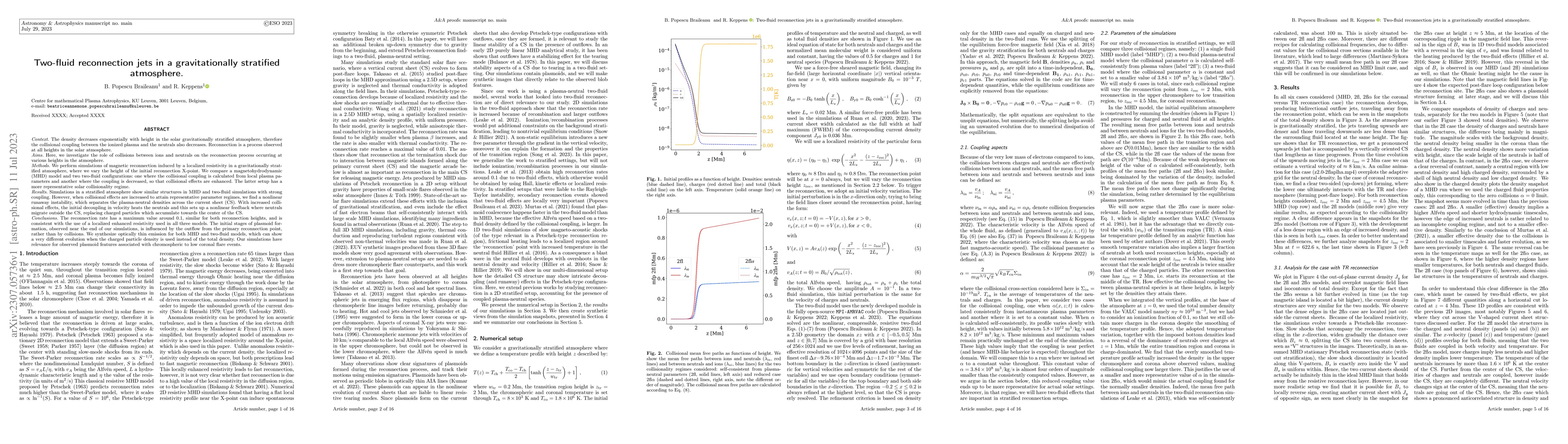 Thumbnail for Two-fluid reconnection jets in a gravitationally stratified atmosphere