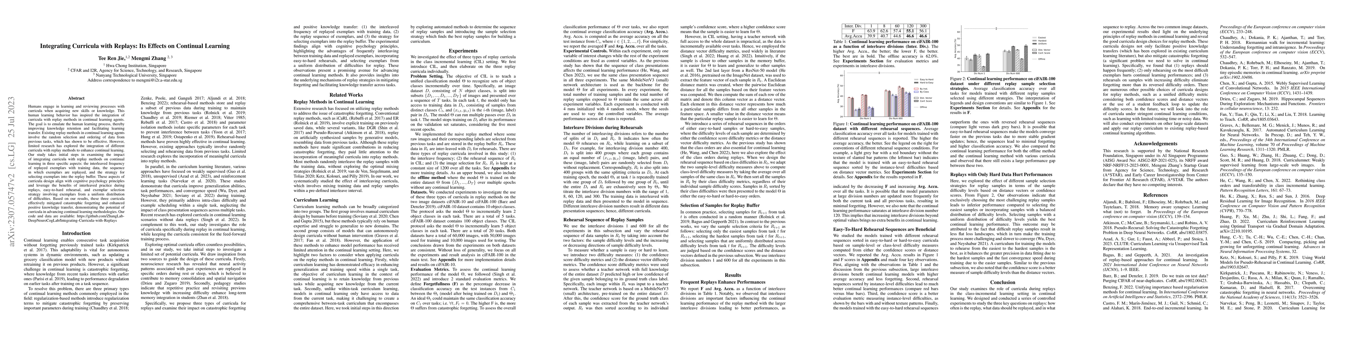 Thumbnail for Integrating Curricula with Replays: Its Effects on Continual Learning