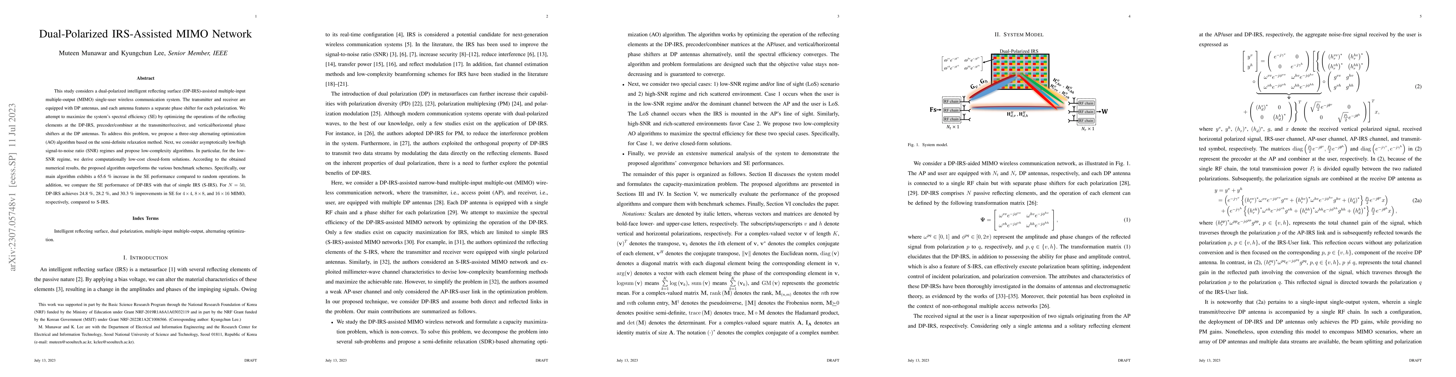 Thumbnail for Dual-Polarized IRS-Assisted MIMO Network
