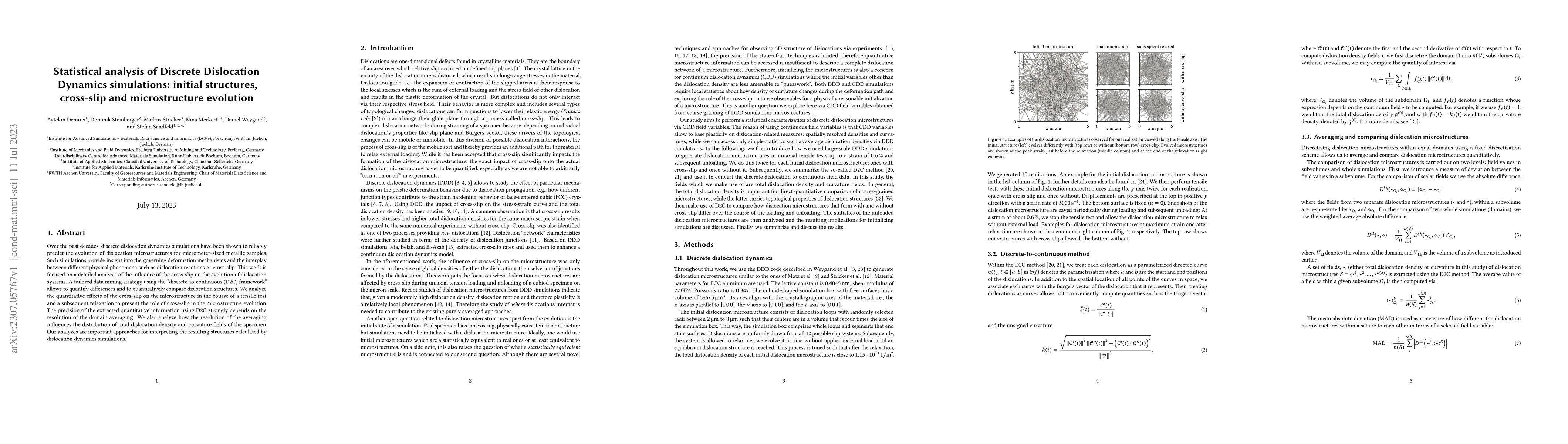 Thumbnail for Statistical analysis of Discrete Dislocation Dynamics simulations:
  initial structures, cross-slip and microstructure evolution