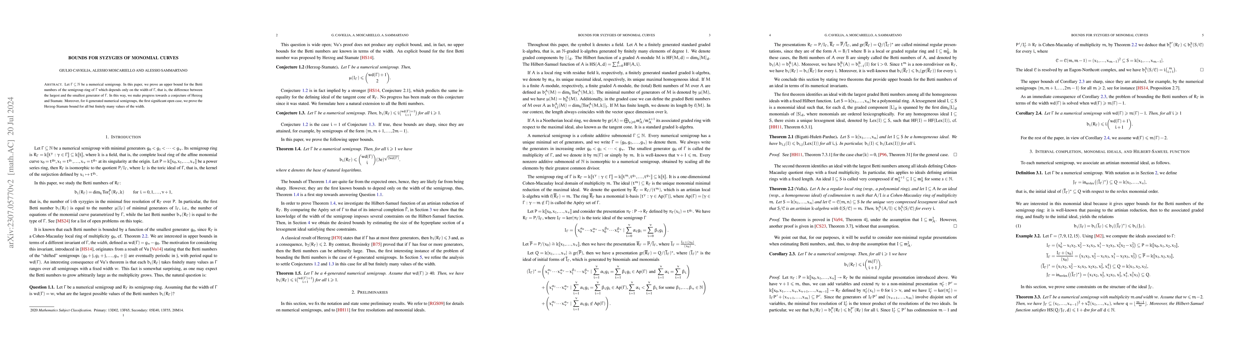 Thumbnail for Bounds for syzygies of monomial curves