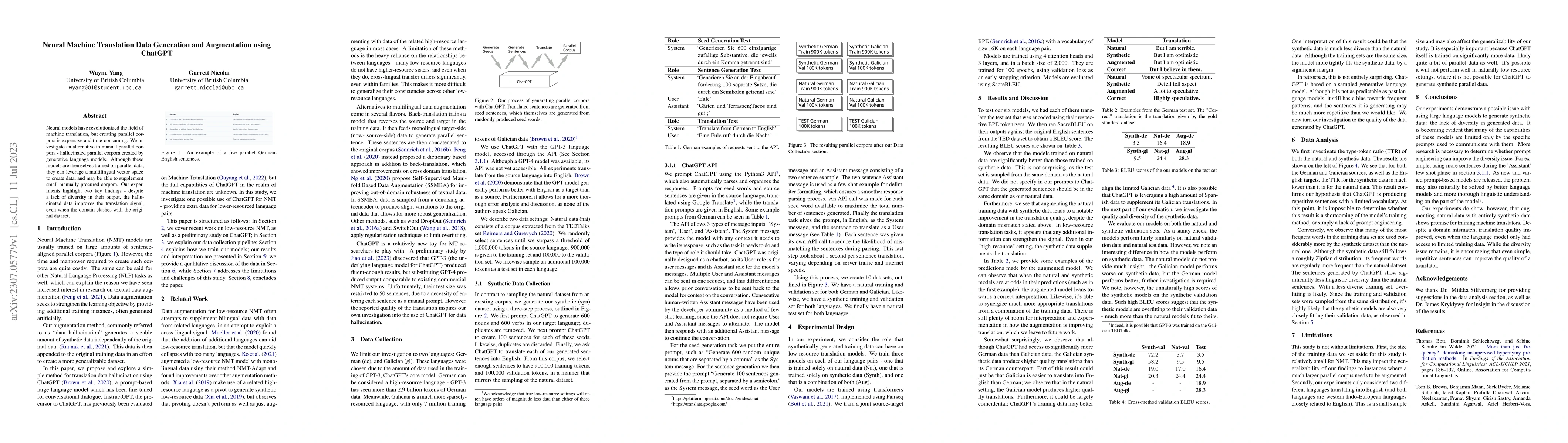Thumbnail for Neural Machine Translation Data Generation and Augmentation using
  ChatGPT