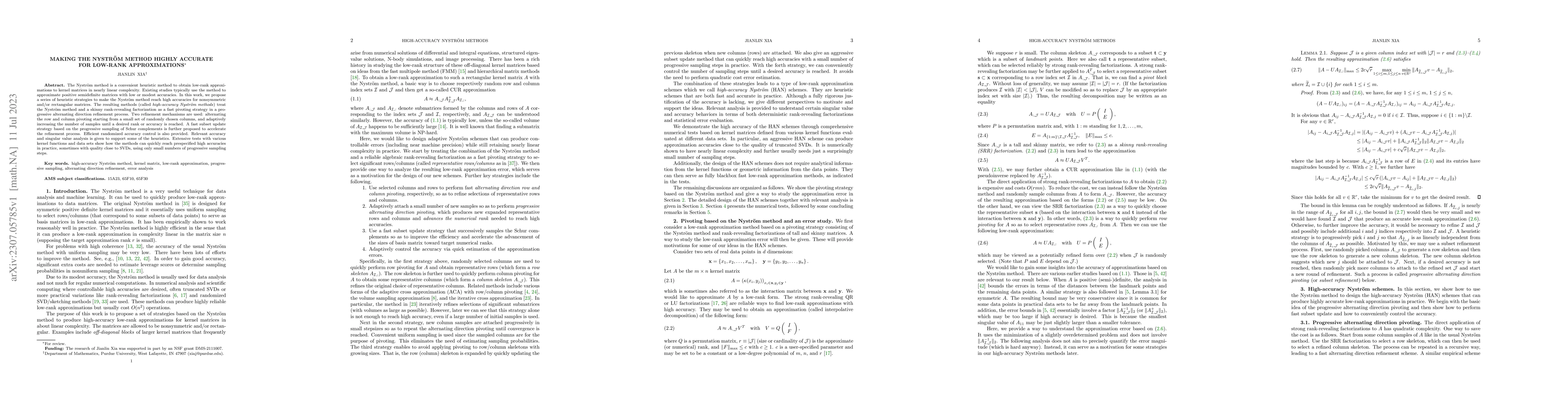 Thumbnail for Making the Nystr\"om method highly accurate for low-rank approximations