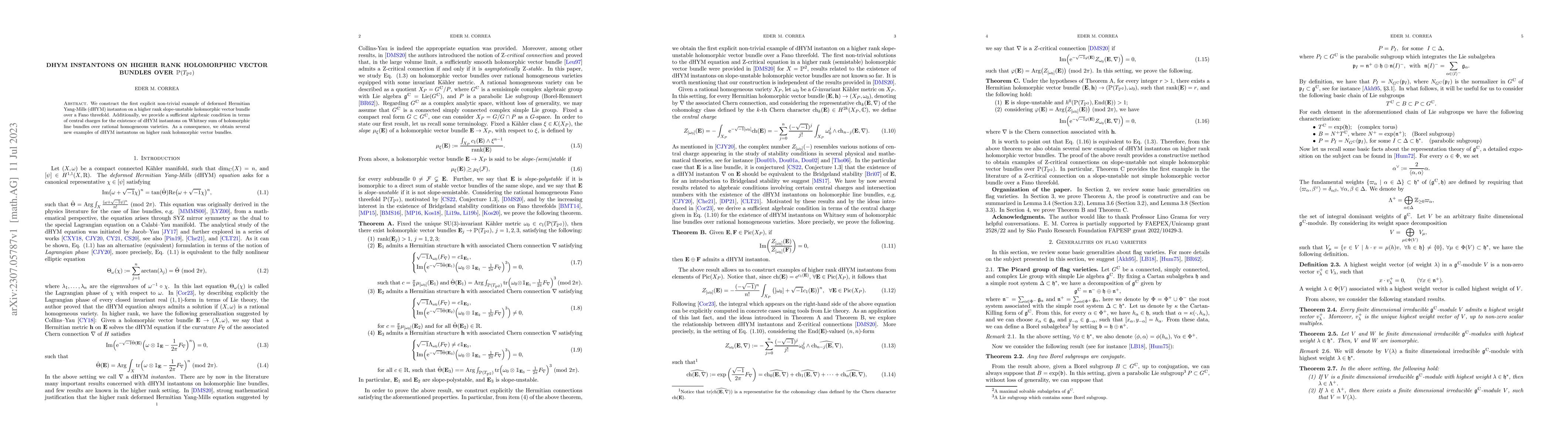 Thumbnail for DHYM instantons on higher rank holomorphic vector bundles over
  ${\mathbb{P}}(T_{{\mathbb{P}^{2}}})$