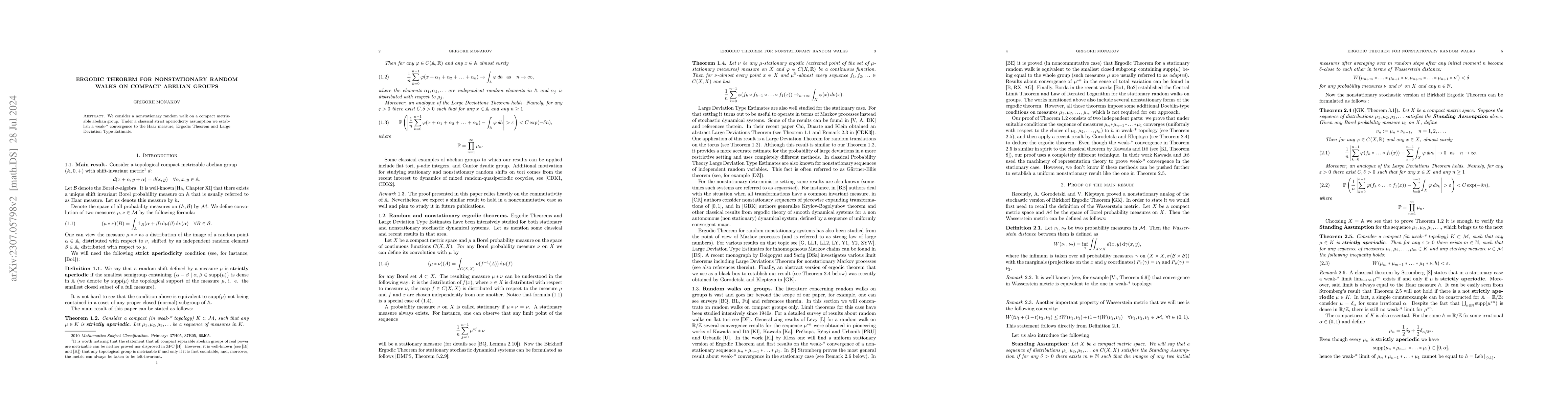 Thumbnail for Ergodic Theorem for nonstationary random walks on compact abelian groups