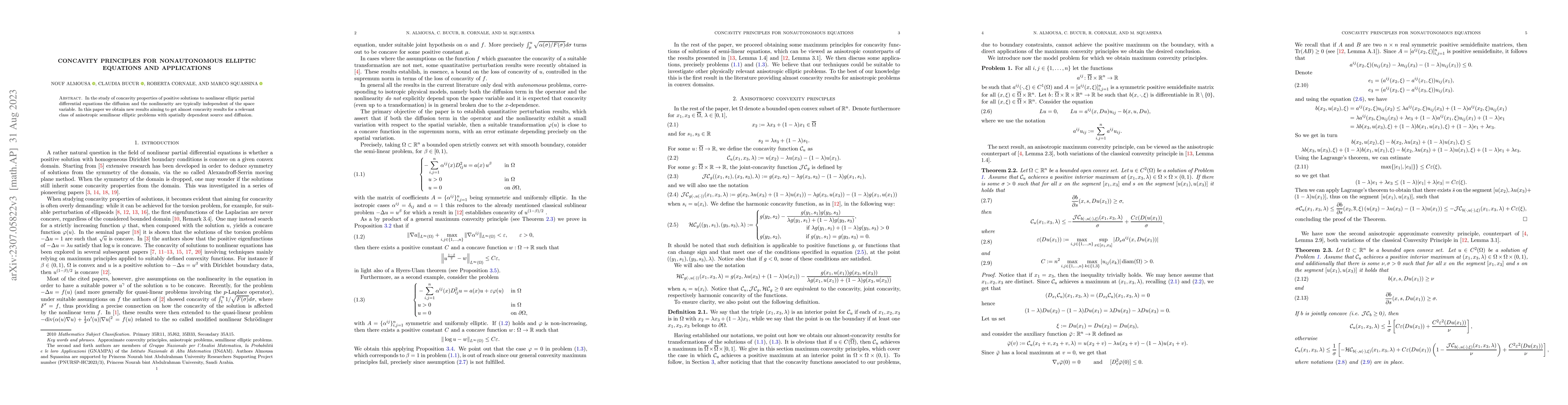Thumbnail for Concavity principles for nonautonomous elliptic equations and
  applications