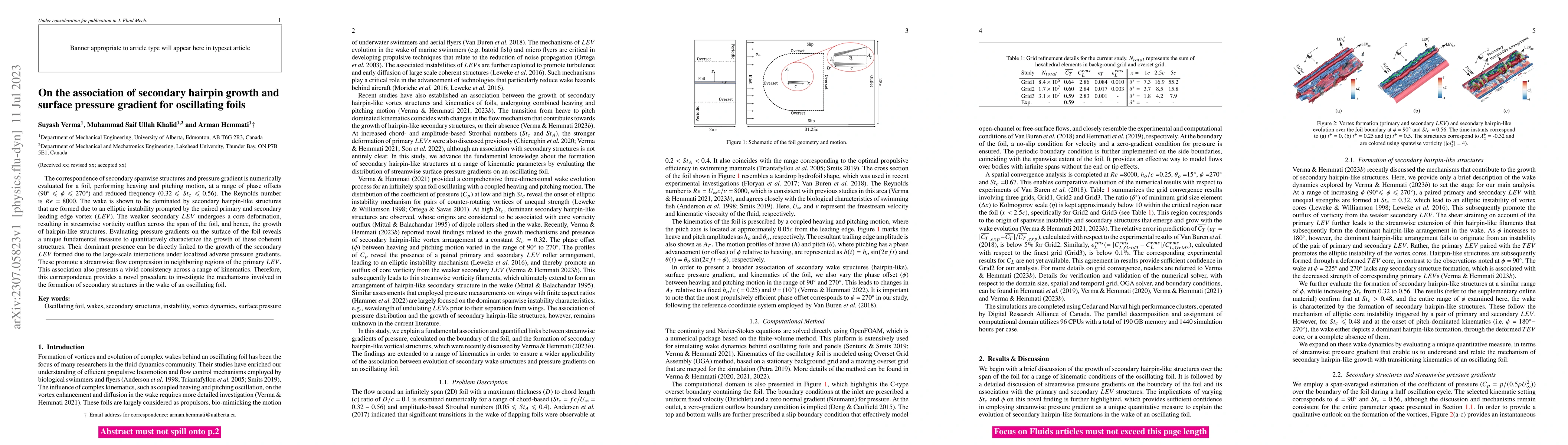Thumbnail for On the association of secondary hairpin growth and surface pressure
  gradient for oscillating foils