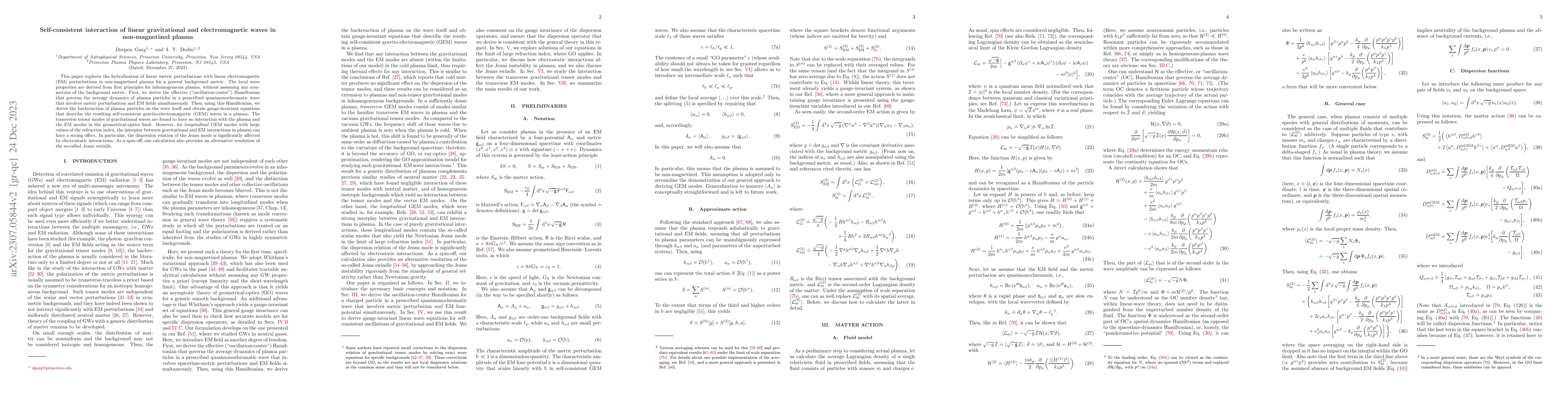 Thumbnail for Self-consistent interaction of linear gravitational and electromagnetic
  waves in non-magnetized plasma