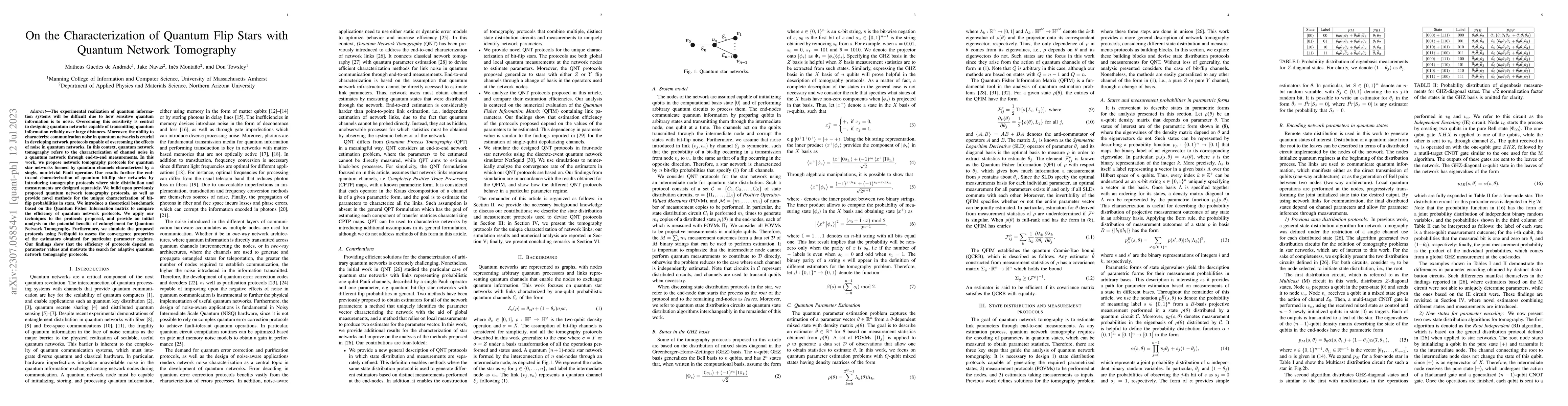 Thumbnail for On the Characterization of Quantum Flip Stars with Quantum Network
  Tomography