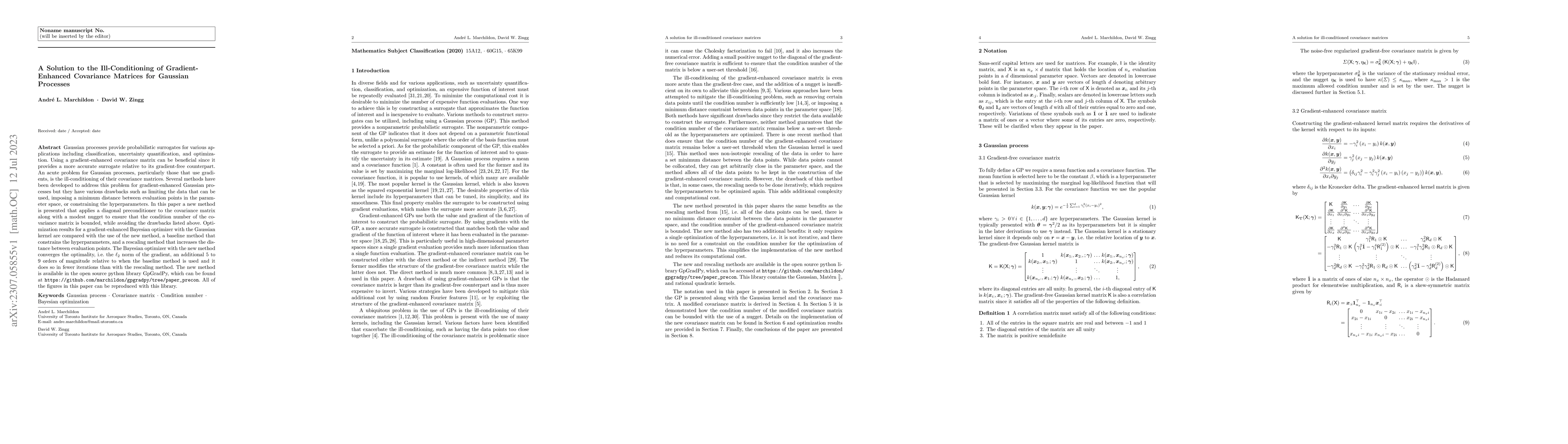 Thumbnail for A Solution to the Ill-Conditioning of Gradient-Enhanced Covariance
  Matrices for Gaussian Processes