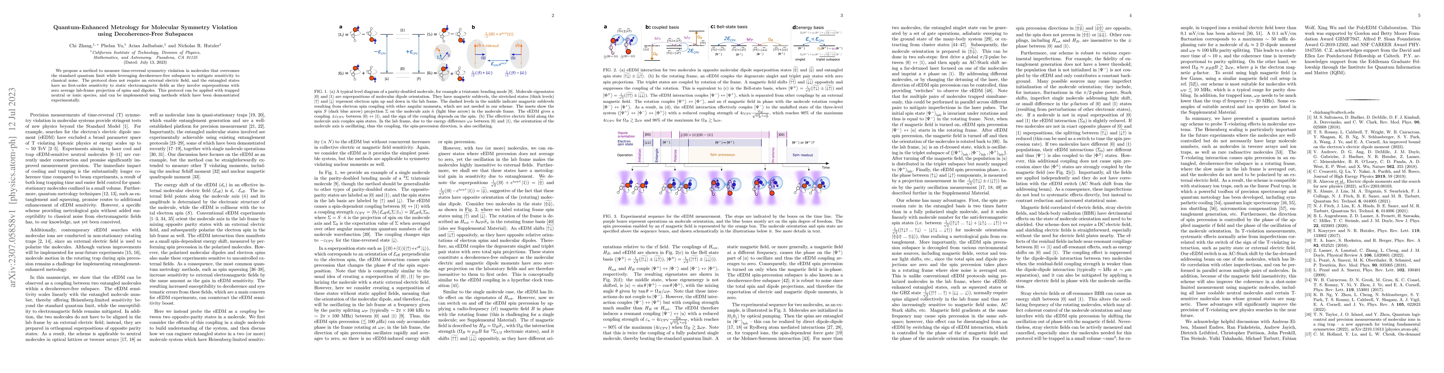 Thumbnail for Quantum-Enhanced Metrology for Molecular Symmetry Violation using
  Decoherence-Free Subspaces