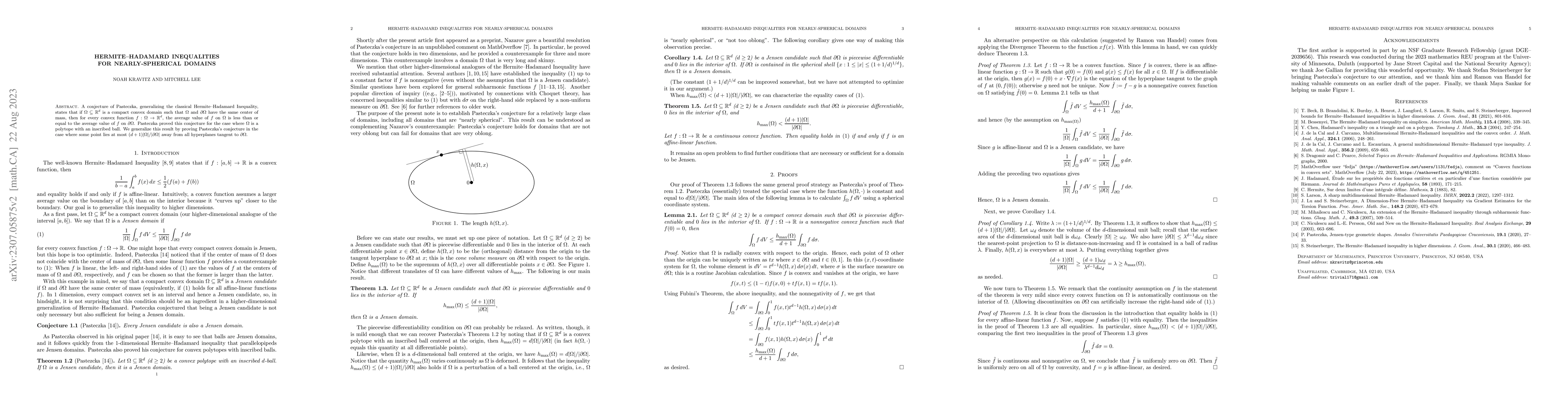 Thumbnail for Hermite--Hadamard inequalities for nearly-spherical domains