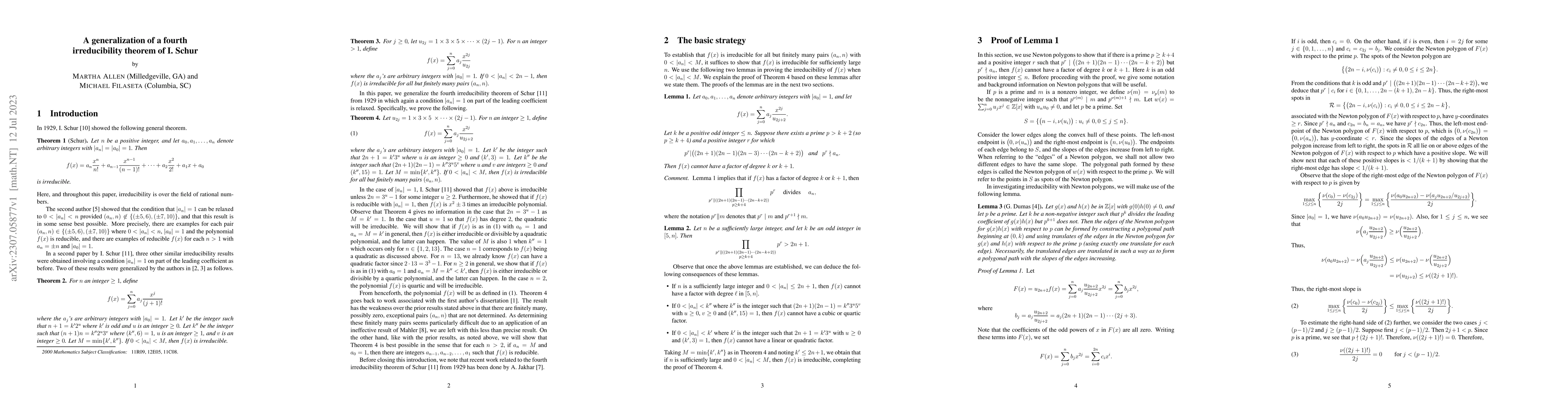 Thumbnail for A generalization of a fourth irreducibility theorem of I. Schur