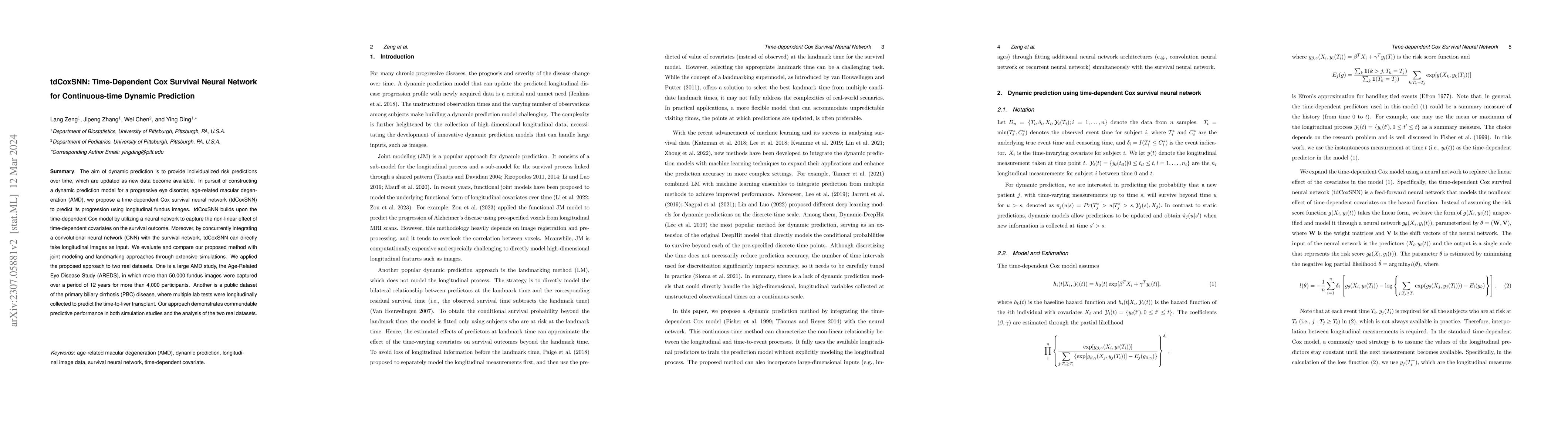 Thumbnail for tdCoxSNN: Time-Dependent Cox Survival Neural Network for Continuous-time
  Dynamic Prediction
