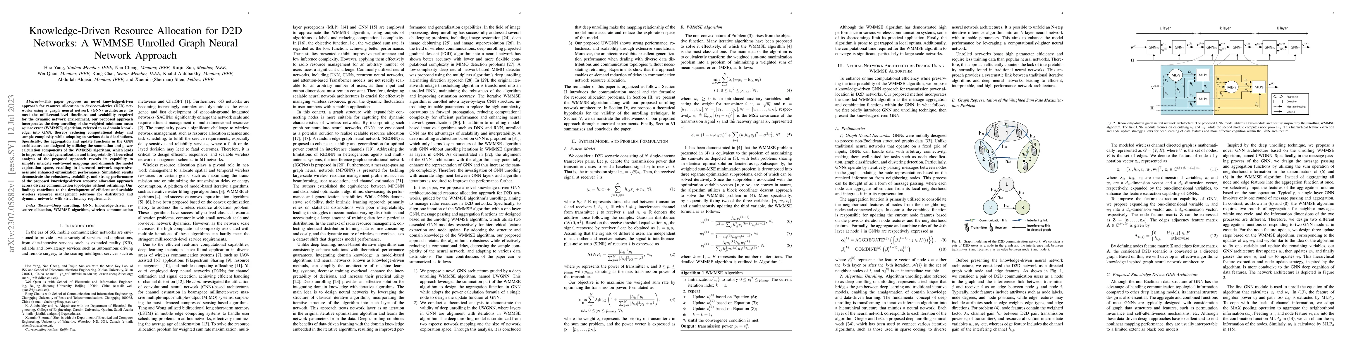 Thumbnail for Knowledge-Driven Resource Allocation for D2D Networks: A WMMSE Unrolled
  Graph Neural Network Approach