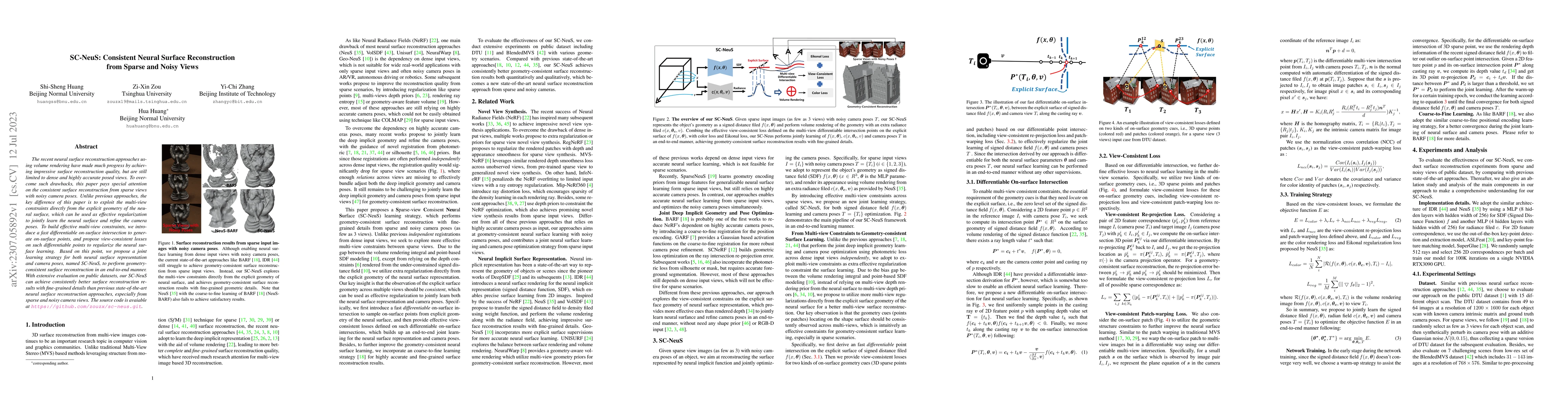 Thumbnail for SC-NeuS: Consistent Neural Surface Reconstruction from Sparse and Noisy
  Views