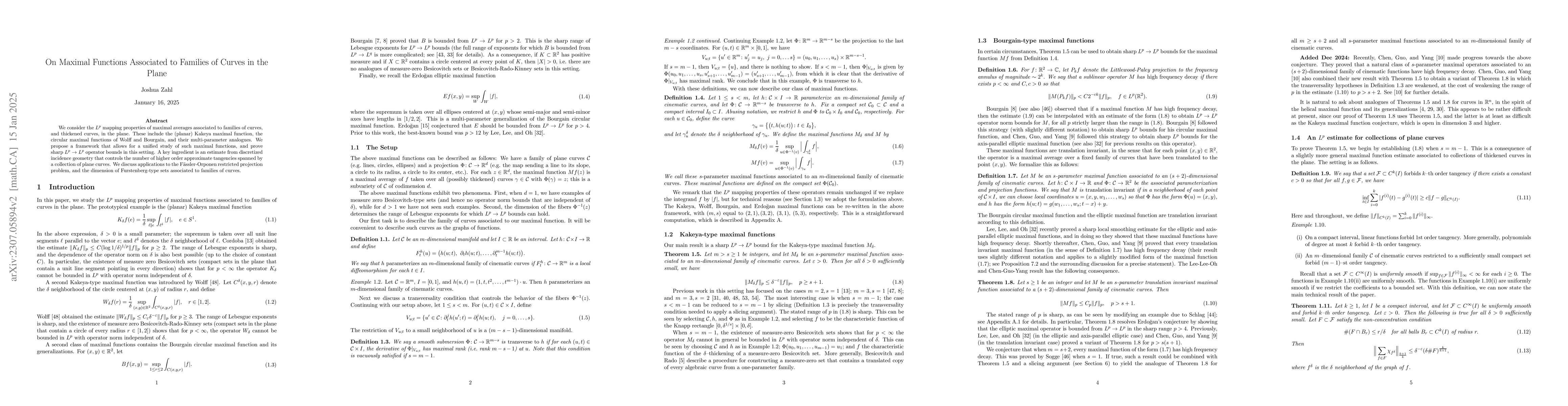 Thumbnail for On Maximal Functions Associated to Families of Curves in the Plane
