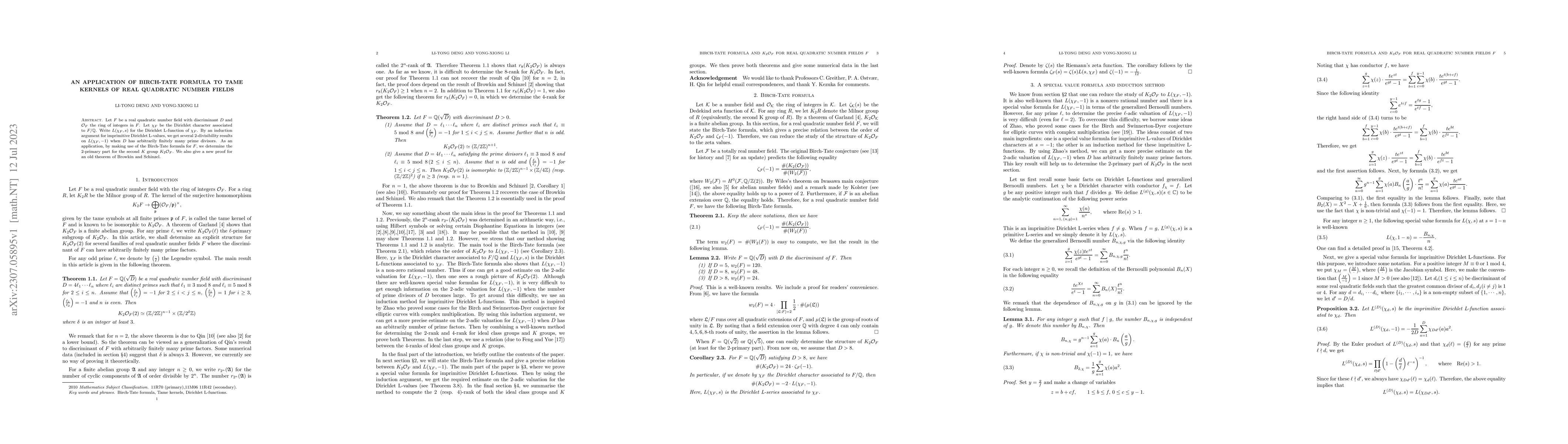 Thumbnail for An application of Birch-Tate formula to tame kernels of real quadratic
  number fields