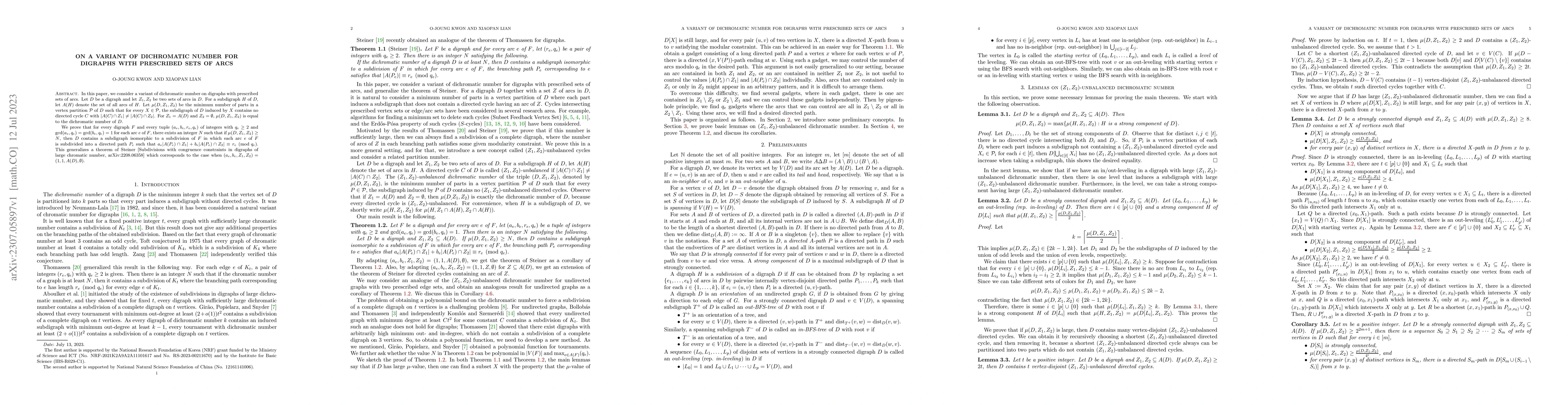 Thumbnail for On a variant of dichromatic number for digraphs with prescribed sets of
  arcs