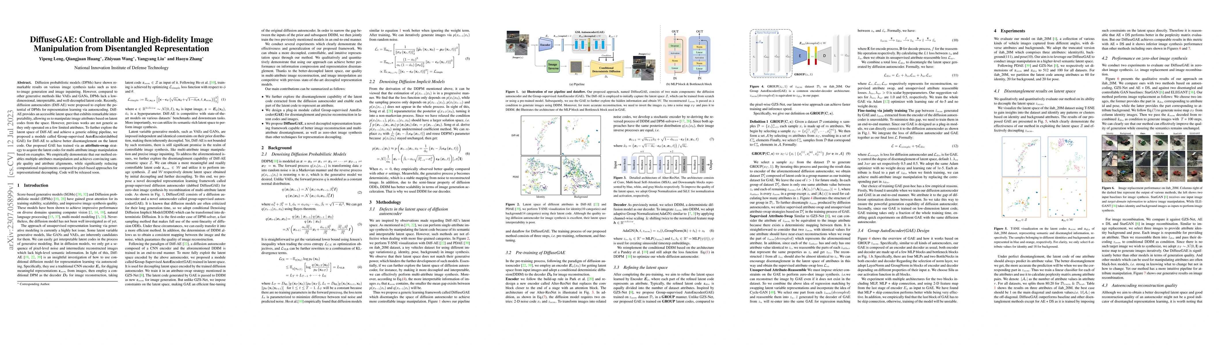 Thumbnail for DiffuseGAE: Controllable and High-fidelity Image Manipulation from
  Disentangled Representation