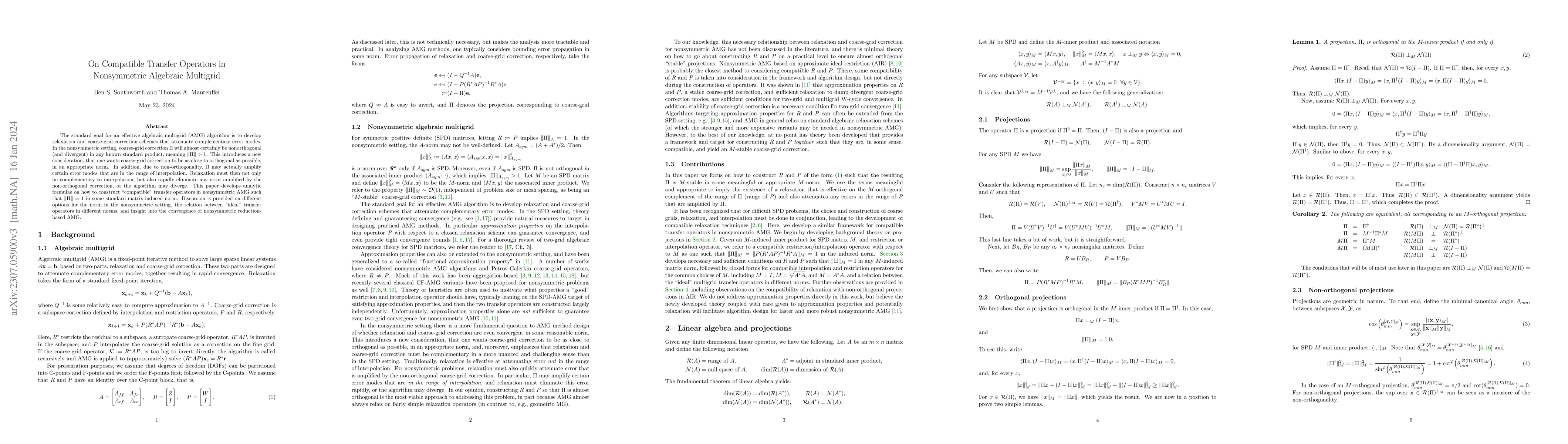 Thumbnail for On Compatible Transfer Operators in Nonsymmetric Algebraic Multigrid