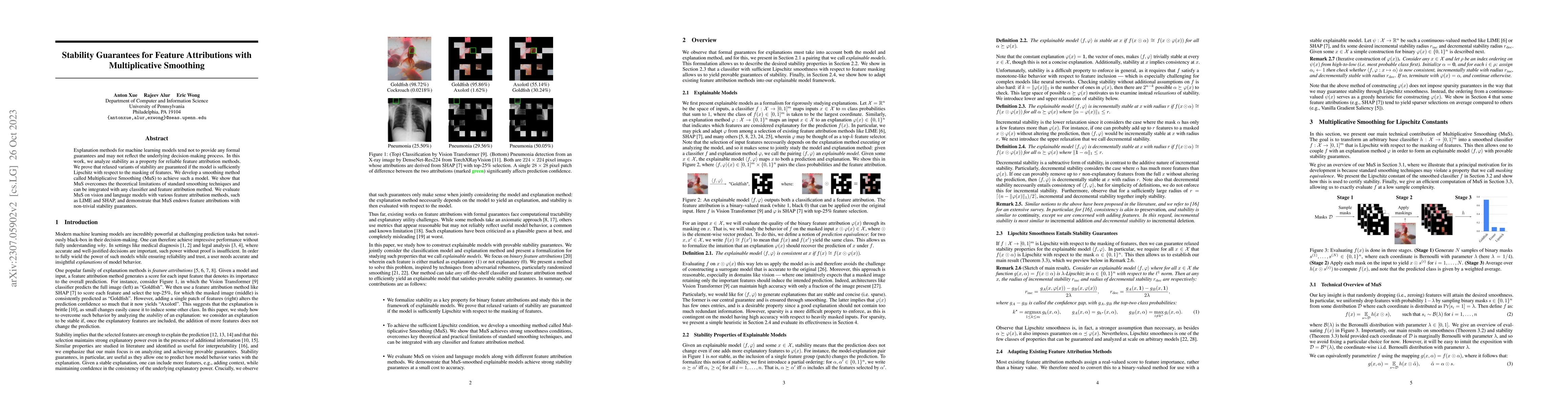 Thumbnail for Stability Guarantees for Feature Attributions with Multiplicative
  Smoothing