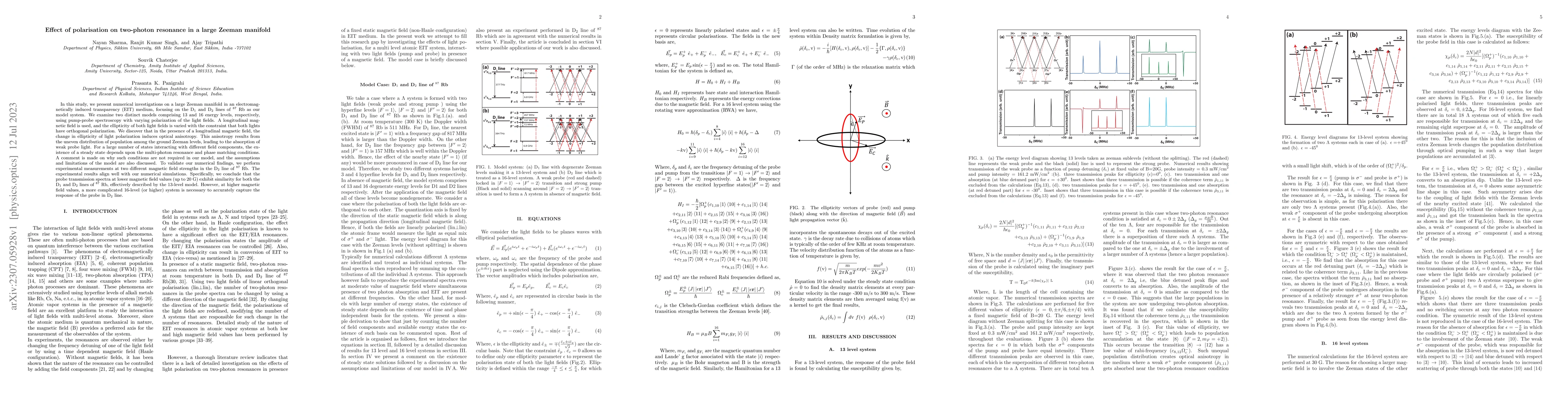 Thumbnail for Effect of polarisation on two-photon resonance in a large Zeeman
  manifold